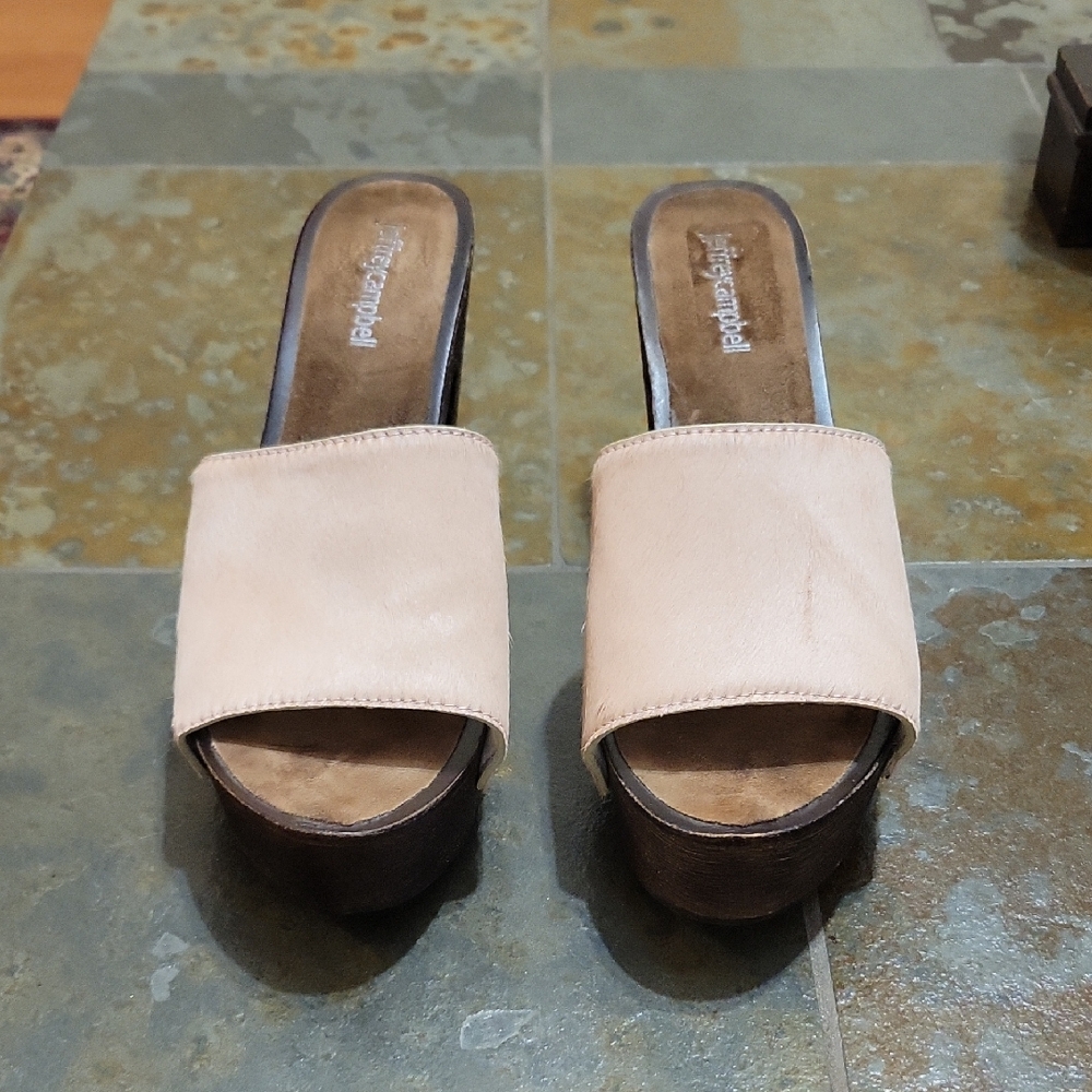 Jeffrey Campbell - Dlight-F Pink Calf Hair Riveted Platform Sandals Womens - 9M - Picture 1 of 13